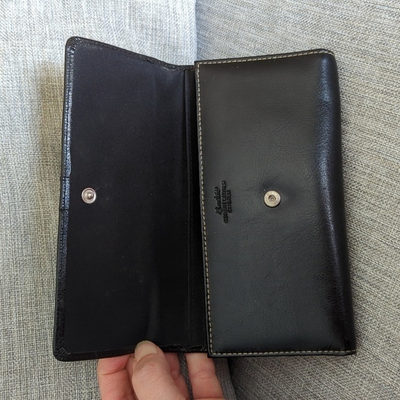 BUXTON Genuine Leather Vintage Minimalist Black Wallet w Kiss Lock Change Pouch - Picture 7 of 16